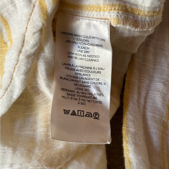 ANTHROPOLOGIE By Anthropologie Side-Button Yellow White Tunic Top Women Size M - Picture 4 of 8